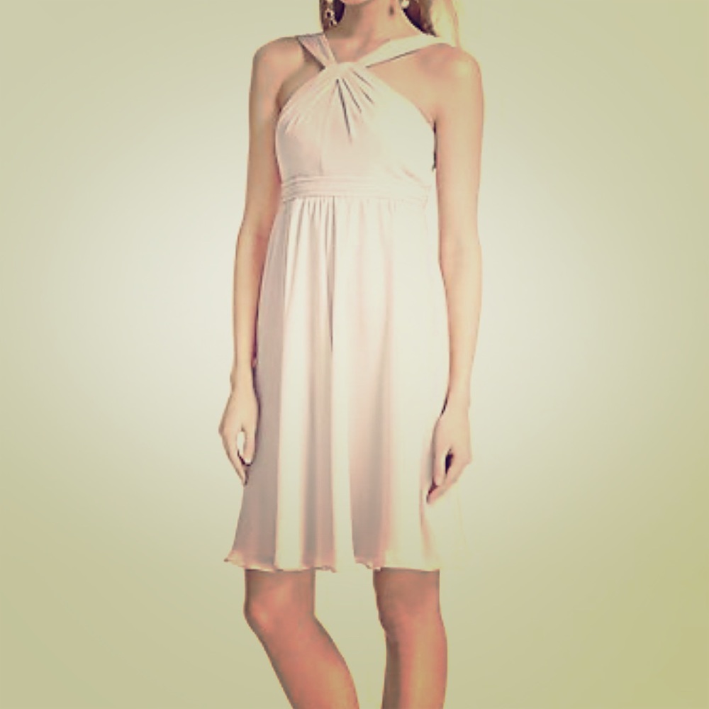 David’s Bridal short chiffon yellow dress